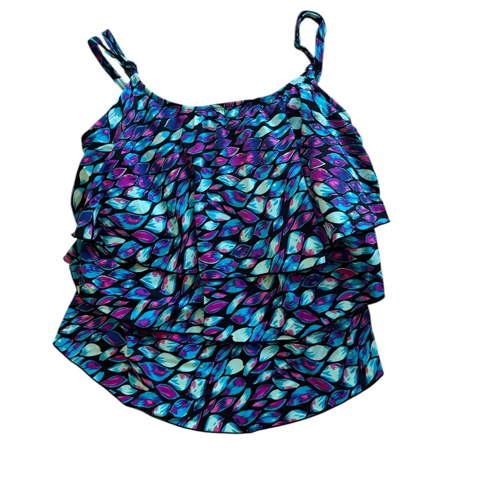 T.H.E. women's triple-tier round neck tankini swim top Size 14